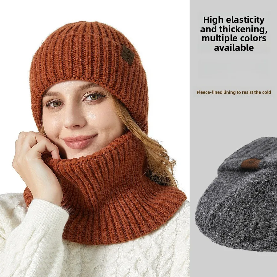 Hot-selling Korean Knitted Hat, Scarf Set, Unisex Fashion, Winter New Thickened Ear Protectors, Warm Hats, Two-piece Trendy