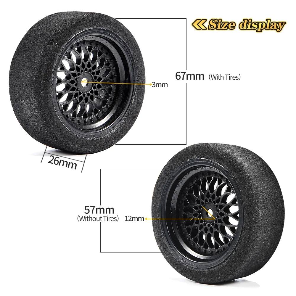 4pcs/2pcs for 1/16 1/14 1/12 RC cars wltoys 144001 124019 124017 A959 parts on road foam tyres 62MM wheel fit 12MM hex