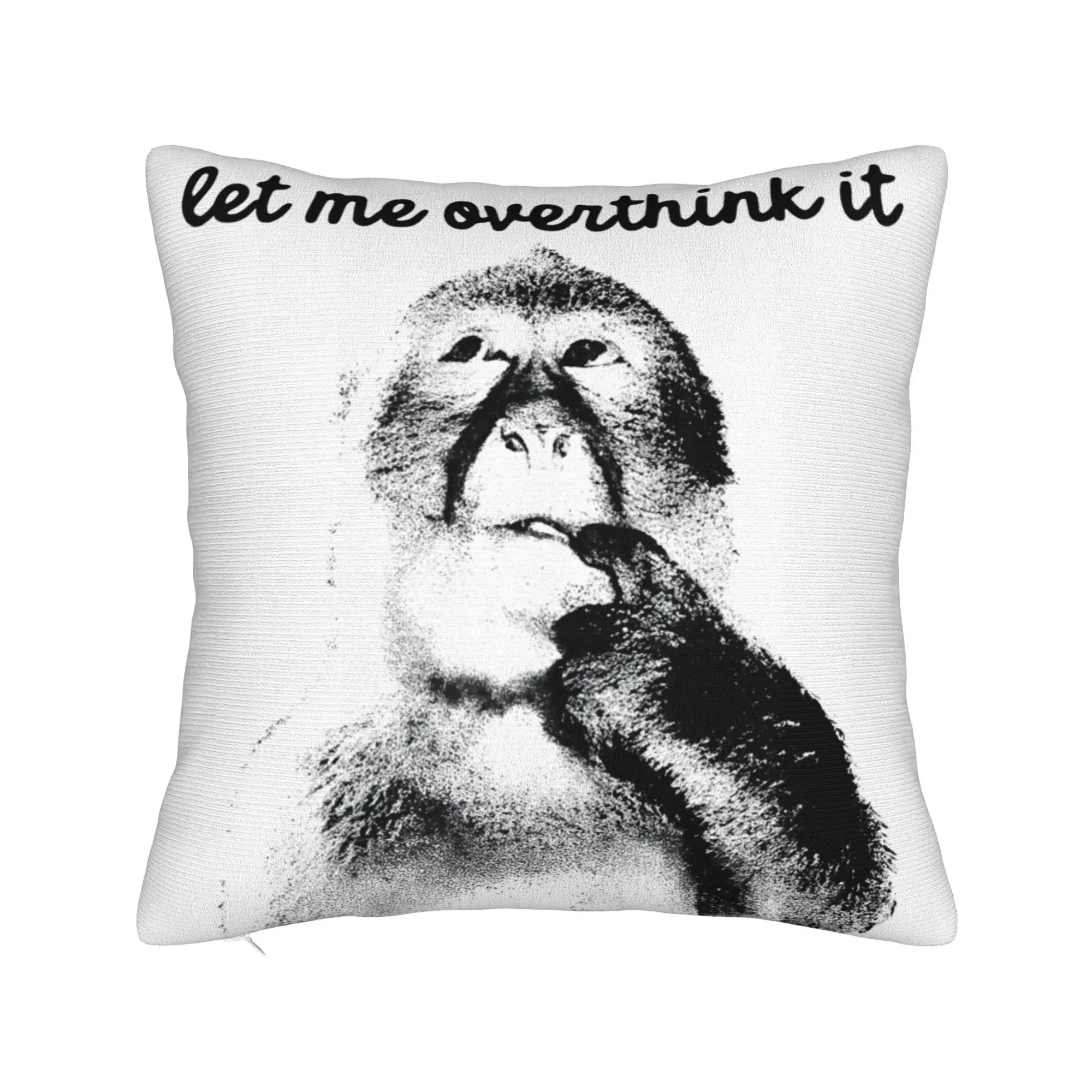Decorative Pillow Cover Thinking Monkey Meme  Merch Home  Pillow Case Cover Zippered Multiple Sizes