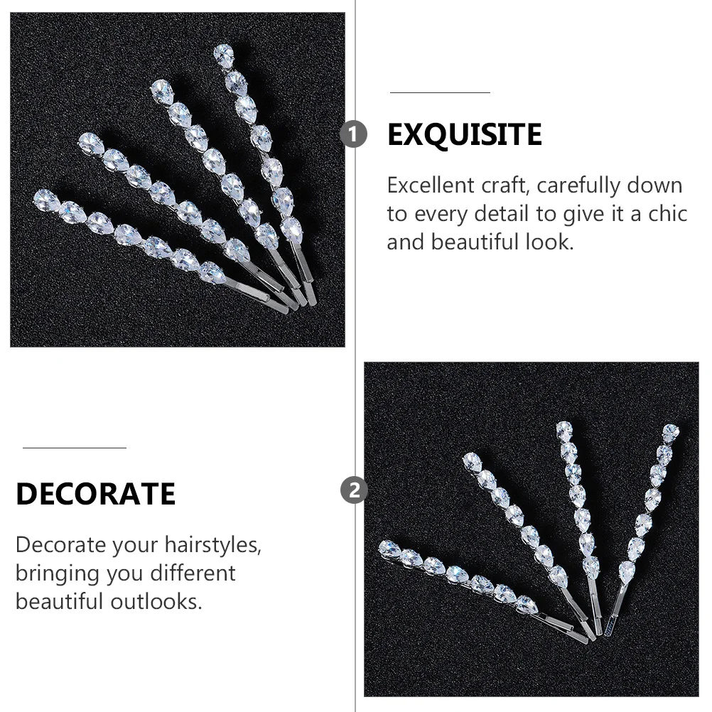 

4Pcs Zirconia Hair Clips Rhinestones Elegant Hairpin Wedding Party Crystal Hair Accessories Rhinestones Hairpin