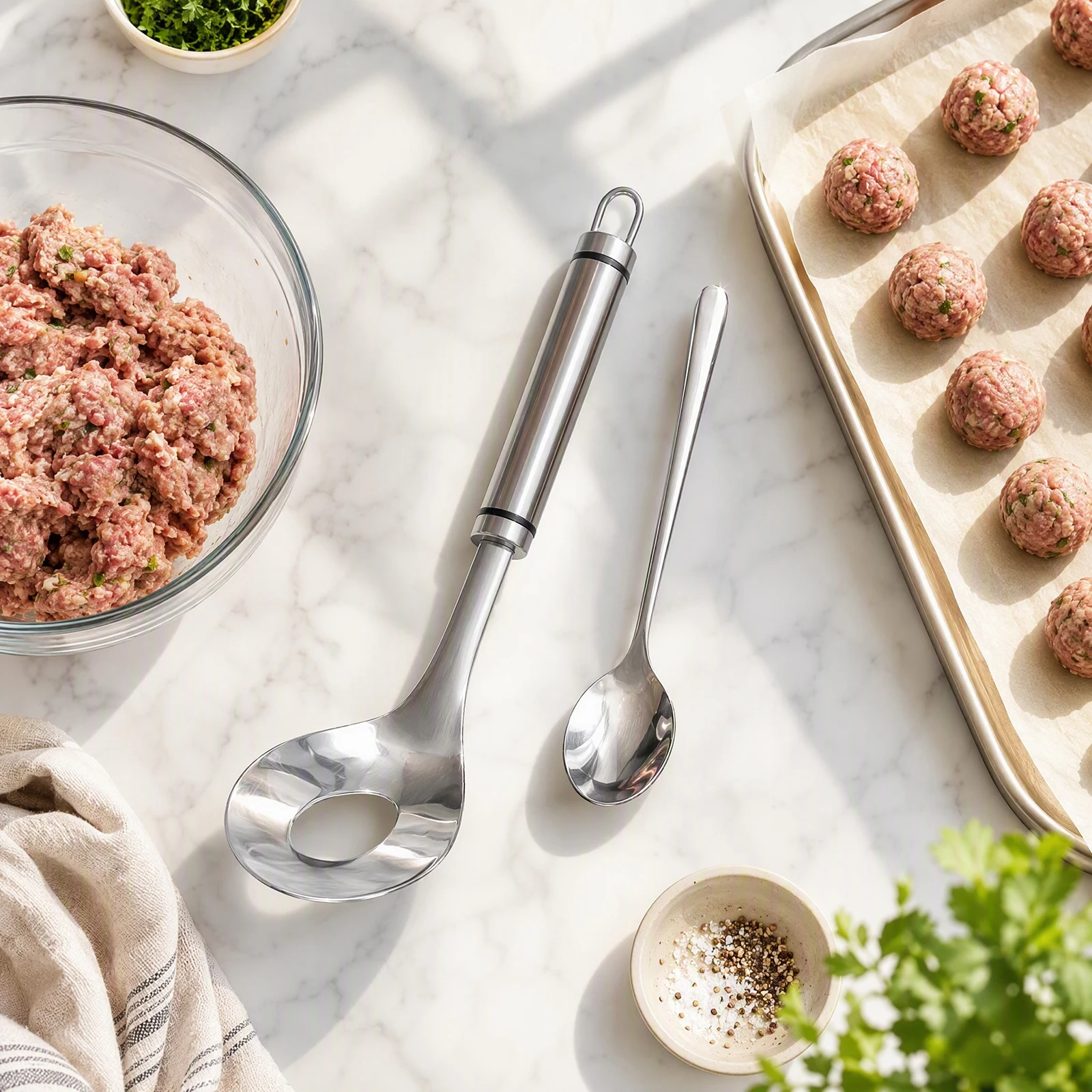 Round Meatball Maker Scoop Stainless Steel for Forming Homemade Meat Fish Shrimp Balls Kitchen Tool