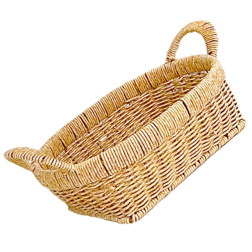 

H woven Basket Storage Tray Fruit Serving Basket Multifunctional Bread Snack Container PP PE Kitchen Home Teacolored