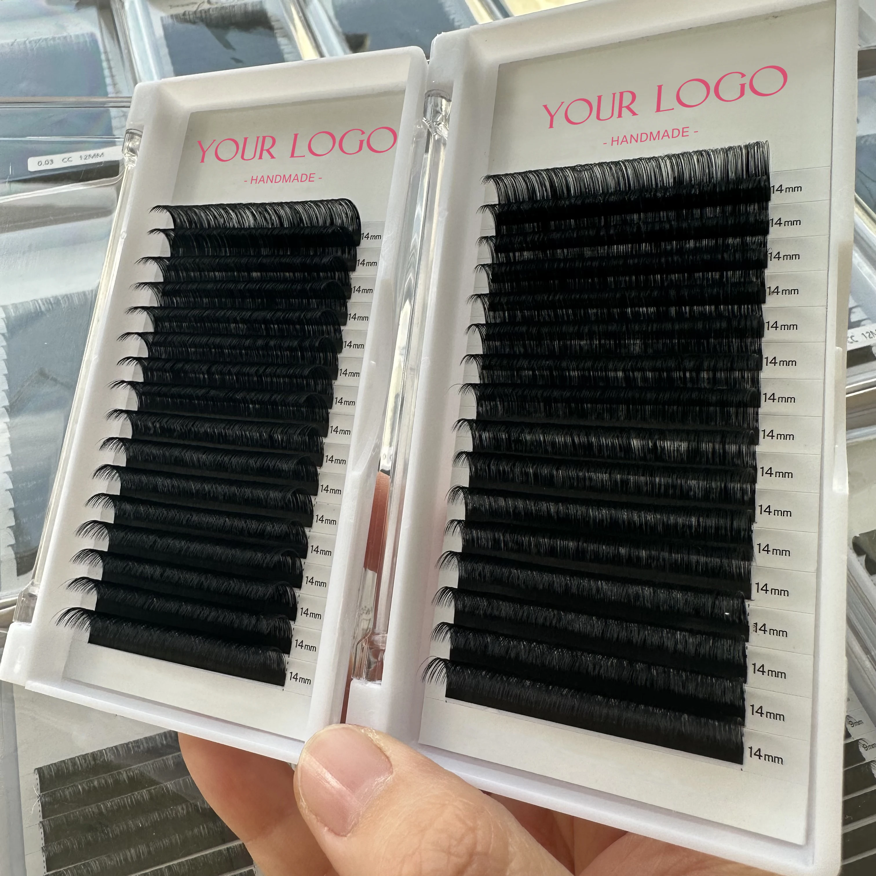 

10 boxesPrivate Label Professional Volume Cashmere Lash Trays Dark Black Lash Extensions Cashmere Faux Mink Fluffy Eyelash Exten