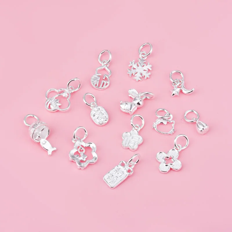S999 full silver pendant gourd Peace Joy KT cat pendant simple all-in-one woven jewelry DIY accessory materials