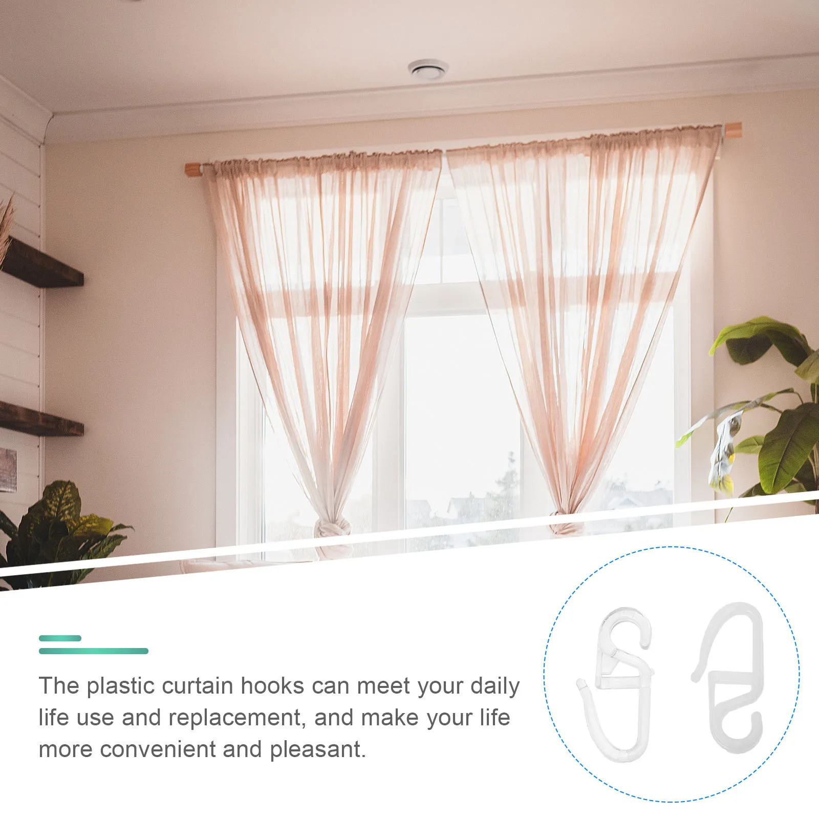 

300Pcs Plastic Shower Curtain Hook Strong Load Bearing for Tub Enclosure Waterproof Rustproof Household Curtain Hanging Solution