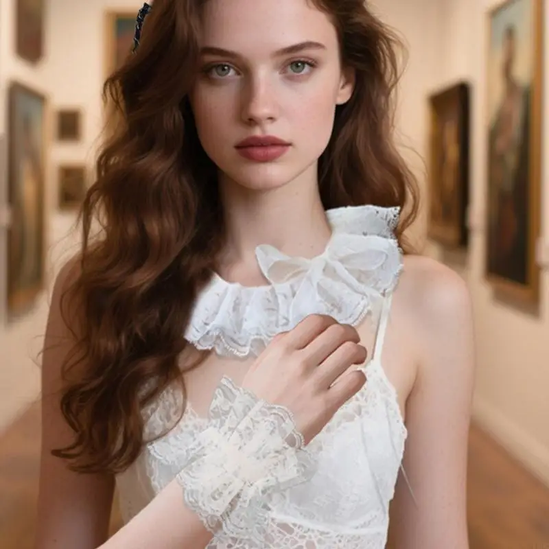 

Кружевной искусственный воротник с манжетами на запястьях, викторианские аксессуары для костюмированной вечеринки, костюм для