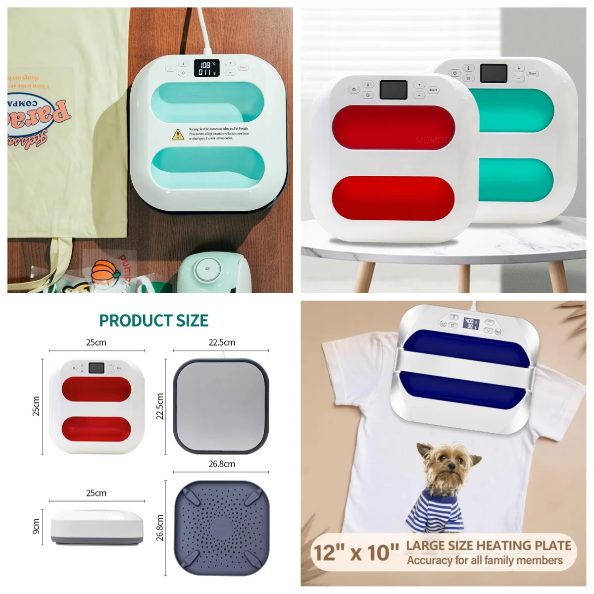 

WJW Factory Wholesale Portable Mini Heat Press Machine 23*23cm Hand Held Easy Press for Multi-Color T-shirts
