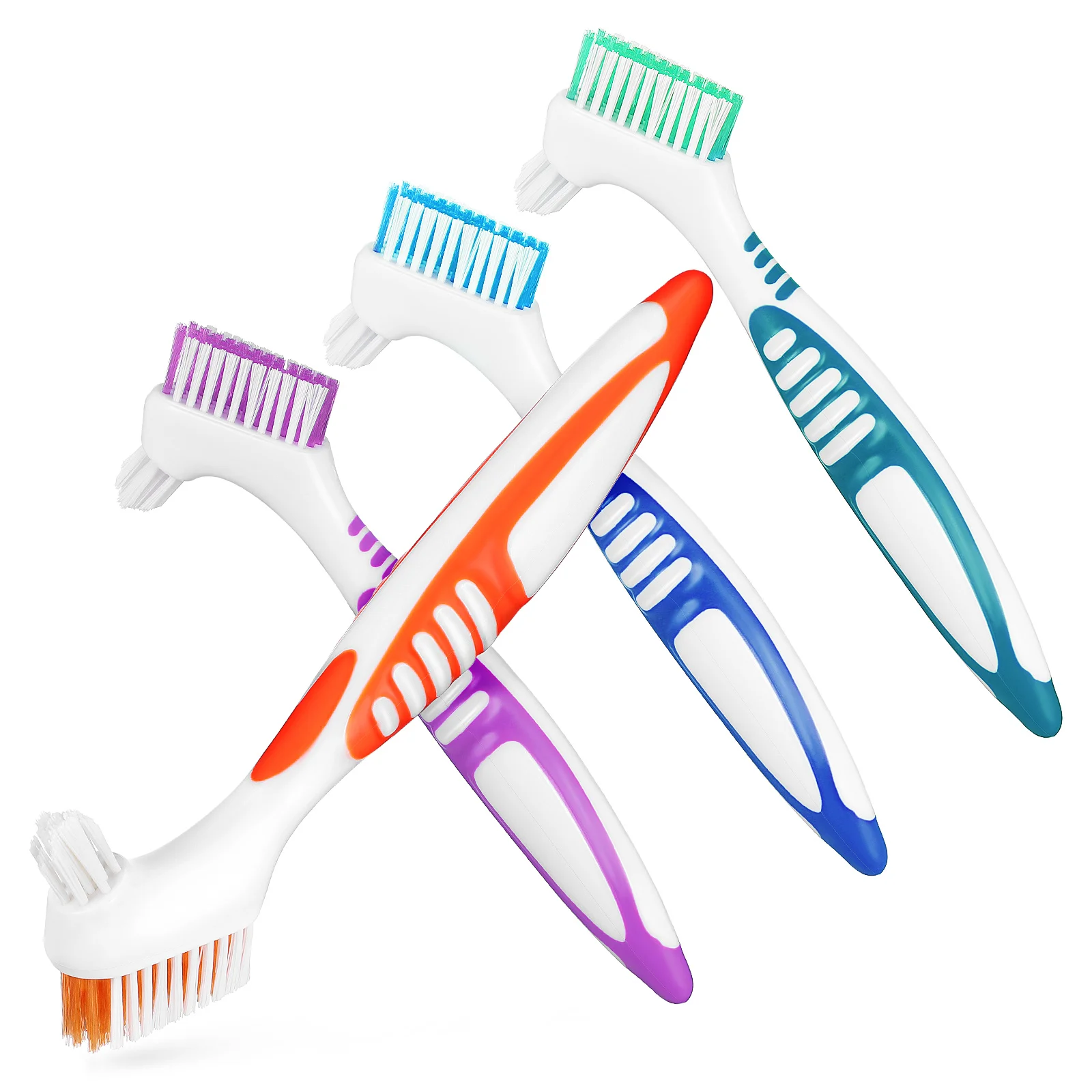 

4 Pcs Denture Brush Double Sided Cleaning Tools Portable Travel Toothbrushes For Braces Efficient Cleaner Plastic