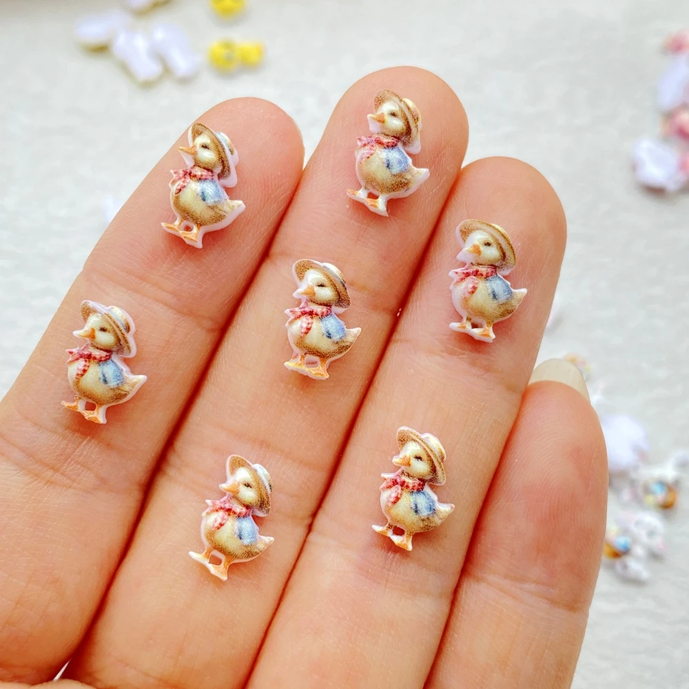 50 Stück niedliche Mini-Cartoon-Figuren aus Kunstharz: Enten, Kaninchen, Schafe, Hühner – Kunstnägel mit flacher Rückseite für DIY-Scrapbook-Dekoration und Schmuck – Detail 3