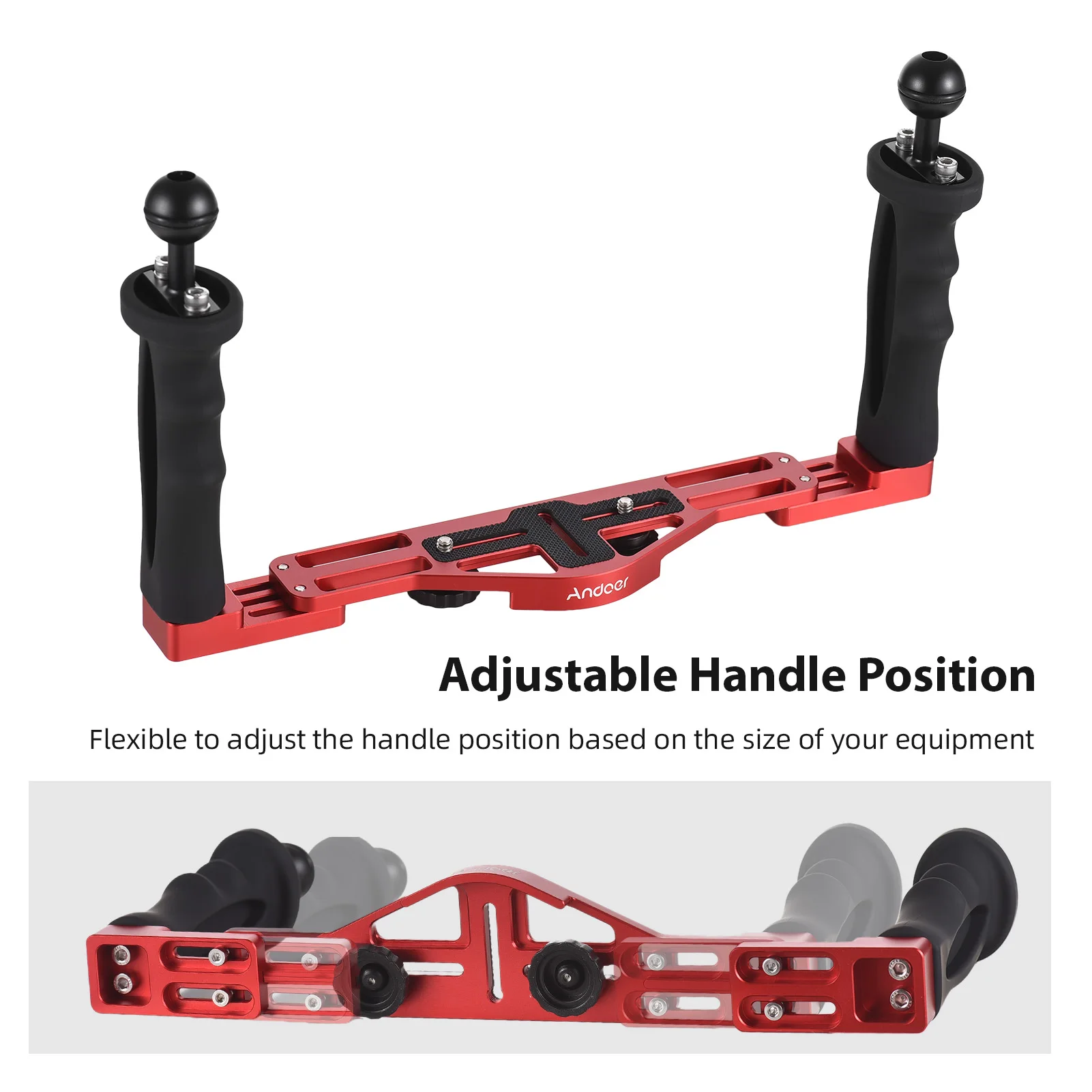 Andoer Dual Handle Camera Diving Rig Handheld Underwater Tray Stabilizer for GoPro Canon Sony Nikon Waterproof Housing Bracket