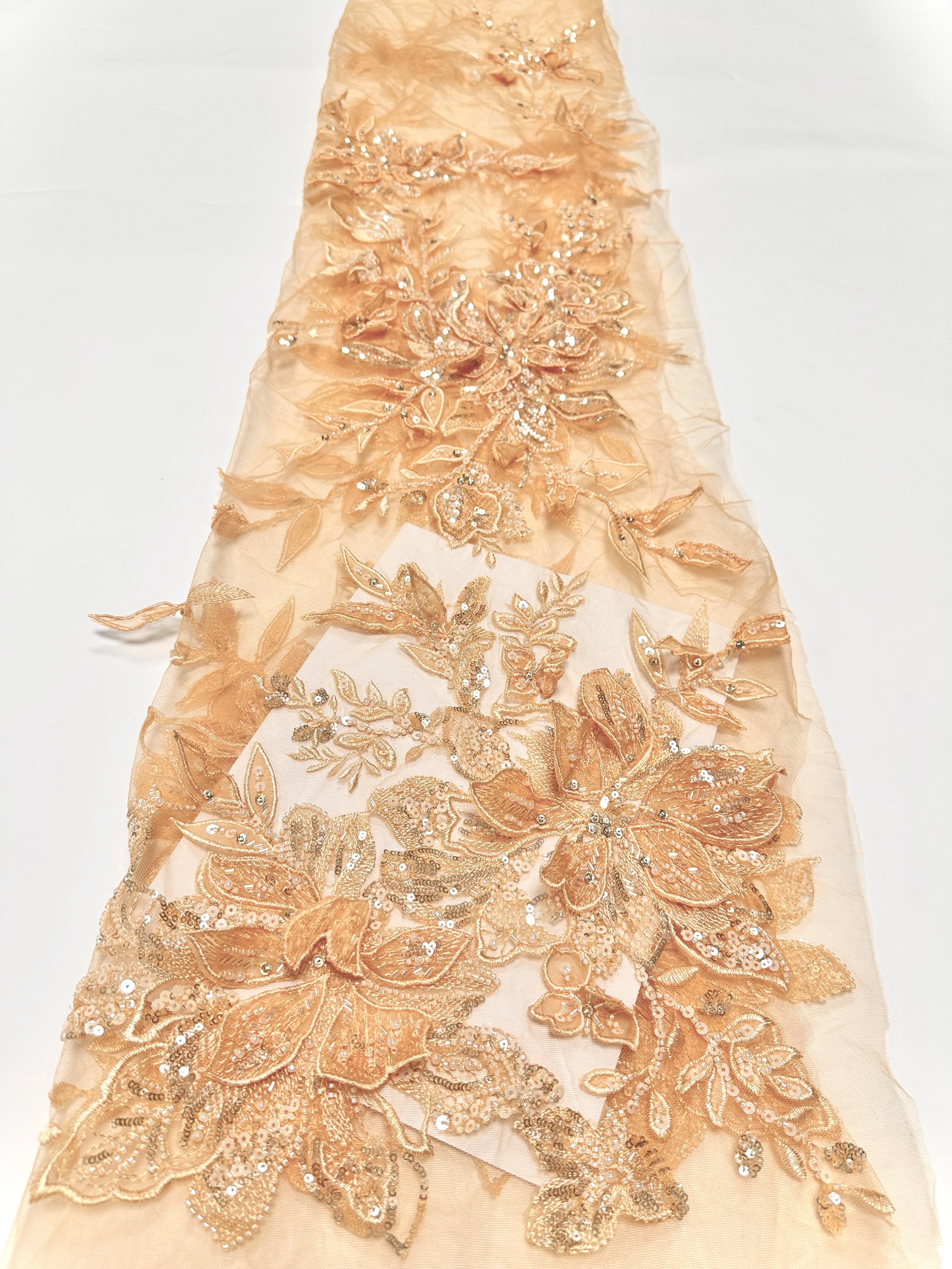 3D Luxury Sequins Beaded Embroidery Lace Fabric 2025 Elegant French Nigerian Bridal Mesh Tulle Lace Fabric Party Dresses