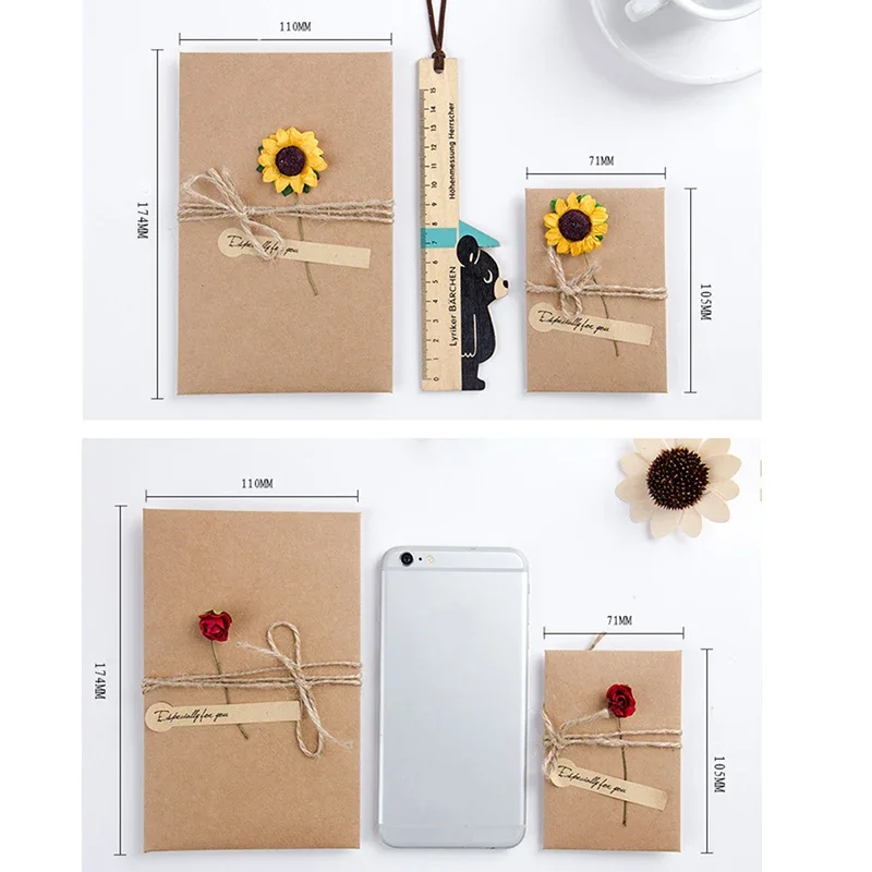 25 biglietti d'auguri per invito a fiori secchi fatti a mano in carta kraft, compleanno, festa della mamma, con busta, bomboniere natalizie