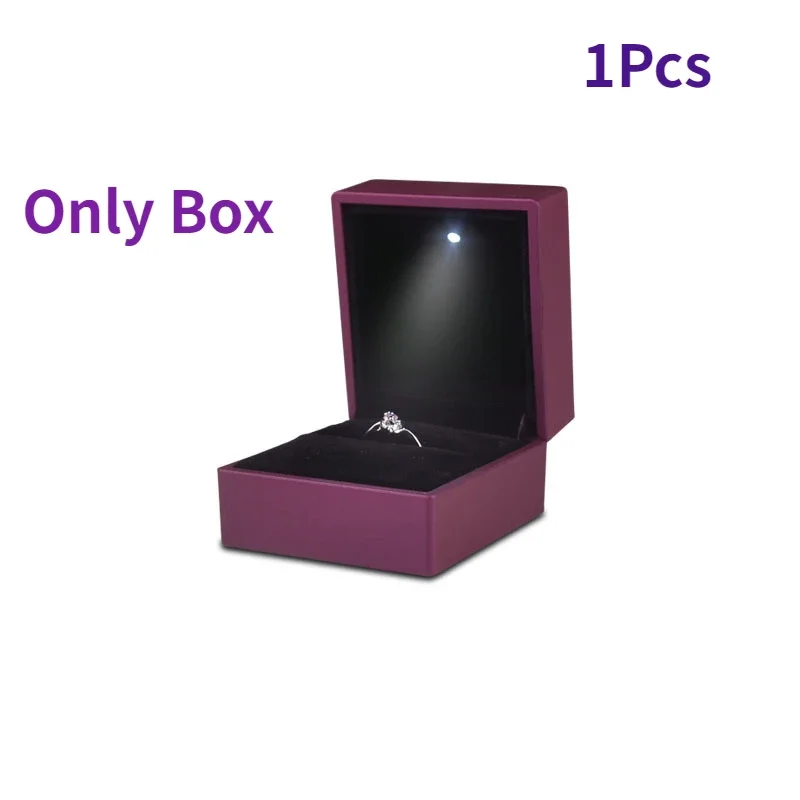 4 Colors 2026 Luxury Ring Box with LED Light Jewelry Diamond Ring Box for Engagement Wedding Birthday Valentine's Day Gift Box