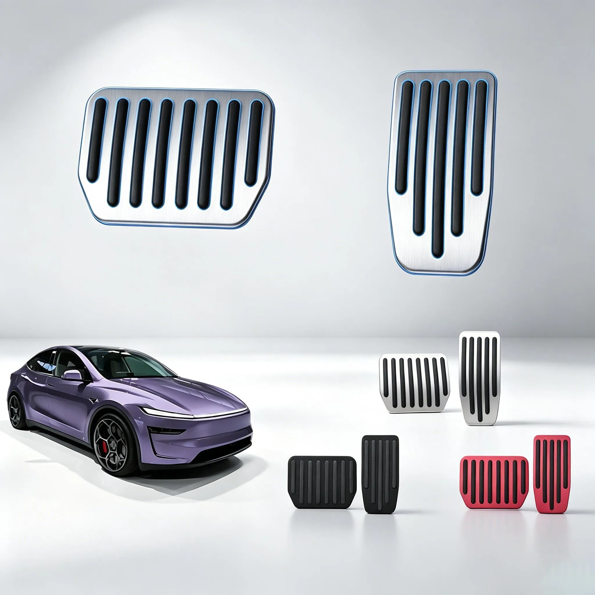 Upgraded Foot Pedal Pads for Tesla Model Y Juniper 2025 Non-slip Accelerator Brake Rest Pedal Performance Aluminum Mats Auto Int