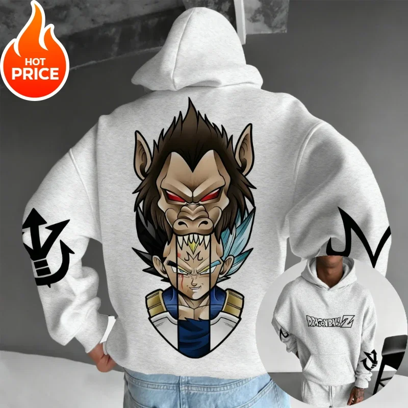

Уличная одежда Dragon Ball Saiyan Harajuku, осенняя мужская винтажная толстовка с капюшоном, зимняя женская толстовка большого размера с капюшоном, топ с длинными рукавами