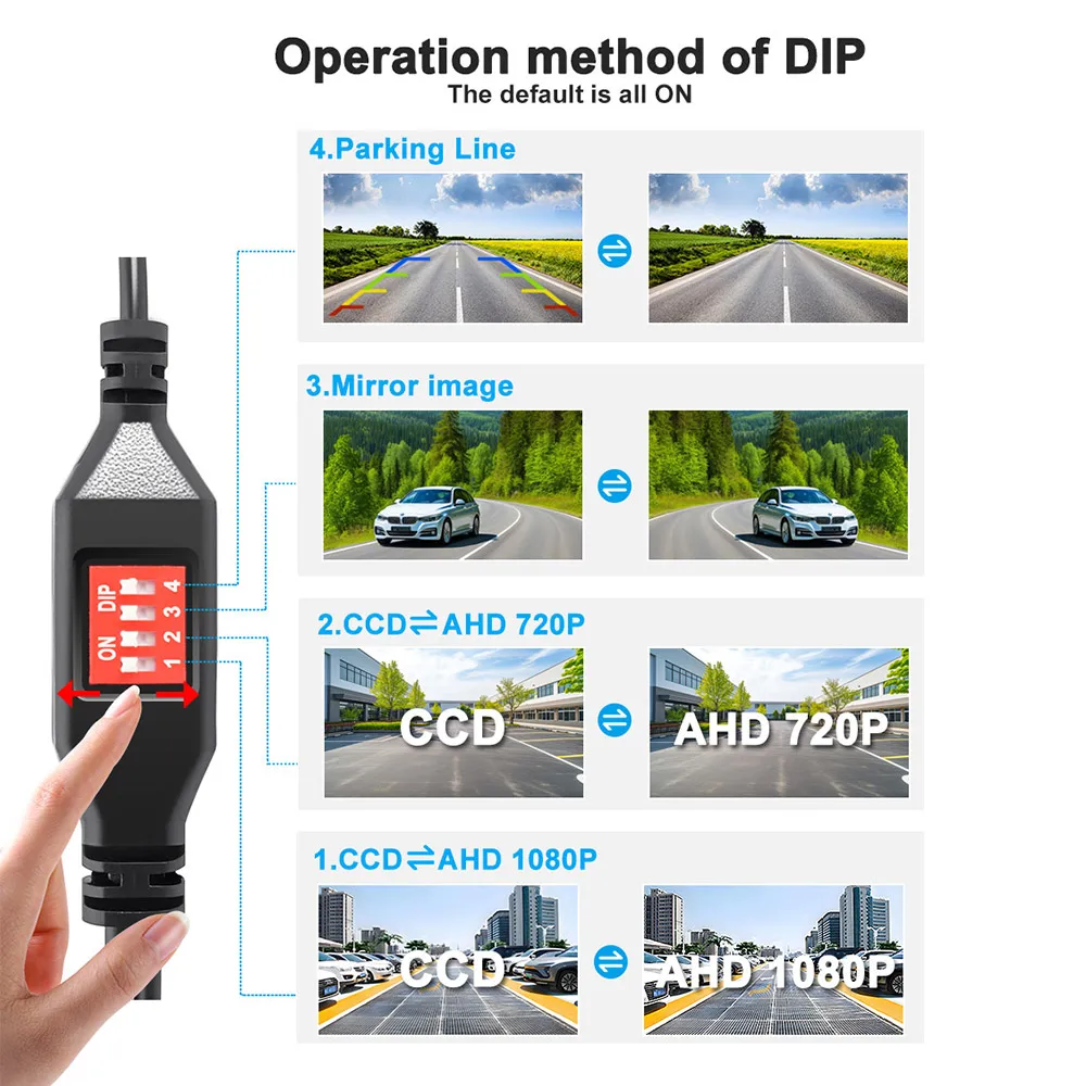 1080P/720P AHD CCD Vehicle Rear View Reverse Camera Lens Night Vision Parking Reverse Camera CVBS Rear Camera HD Color Image