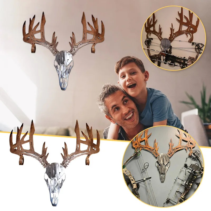 Deer Kopf Geweih Wand Hängen Haken Bogen Gun Rack Elch Tier Dekoration für Hängen Hut Kleidung Schlüssel Deer Hörner Rack wand Dekor