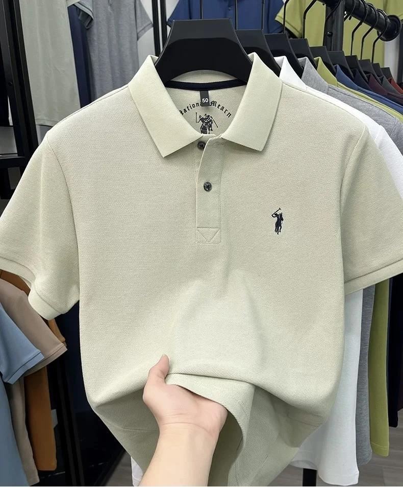 Haut de gamme 100% coton manches courtes polo shirt Été mode marque de luxe poney brodé t - shirt affaires Casual Golf vêtements pour hommes