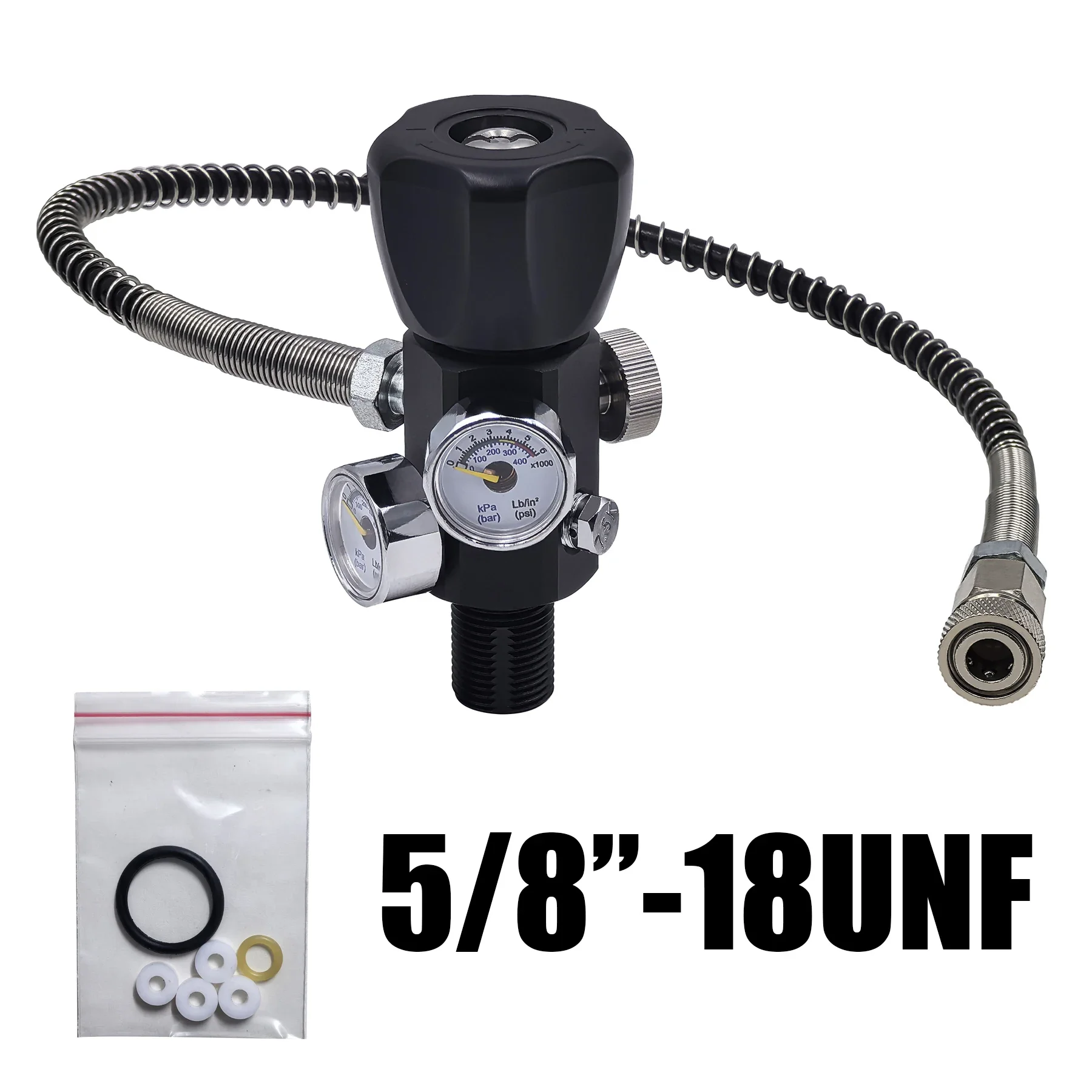

High Pressure Dual Gauge Cylinder Valve M18x1.5 5/8-18UNF 400Bar/6000PSI with Hose for Industrial Scuba Firefighting