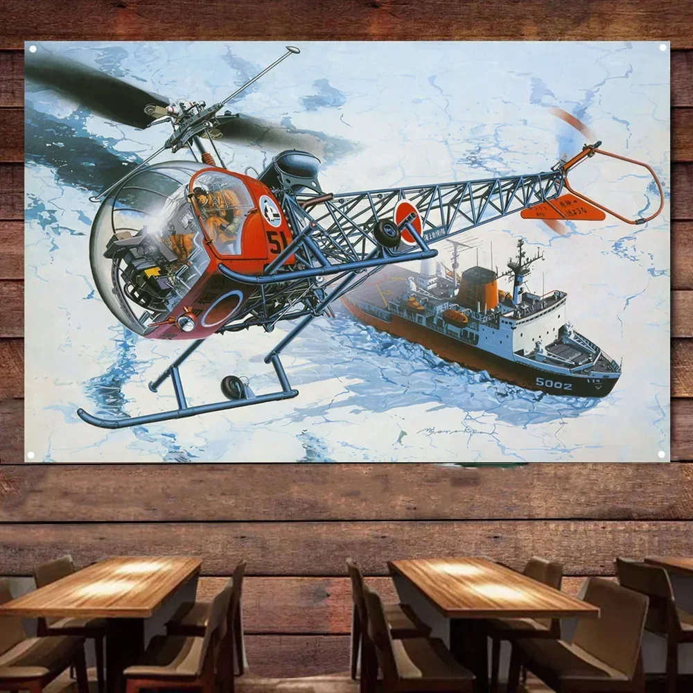 South Pole Observer Helicopter Poster Air Force Banner & Flag Collectible Art Works Gift By Army Fans - Aviation Art Decorative