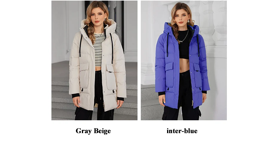 ICEbear Women's Winter Padded Jacket 2024 Hooded Zipper Warm Stylish Coat GWD3781I