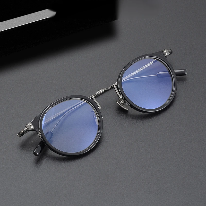 New Acetate Pure Titanium Round Glasses Frame Men Women Vintage Retro Designer Spectacle Prescription Eyewear Eyeglasses Frame