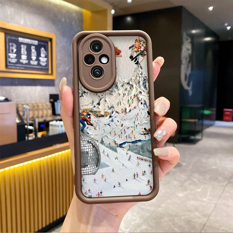 النفط اللوحة الفن الثلوج مشهد التزلج جراب هاتف لهواوي نوفا 11i 10 9 SE P20 P30 برو Y70 Y90 ماتي 50 40 30 برو 5G غطاء ناعم #4