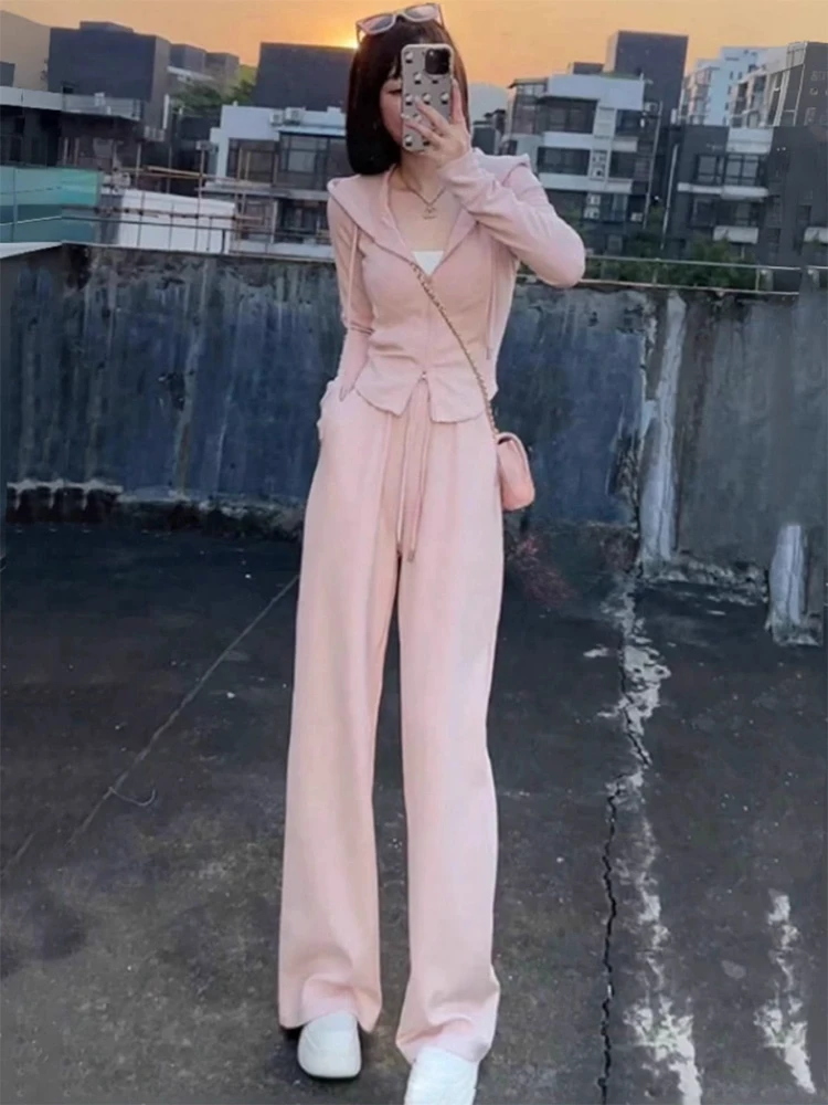 

Women's Casual Sportswear Set Hoodie Wide Leg Pants Two Piece Suit Autumn 2025 New Style Small Size Fashionable Outfit