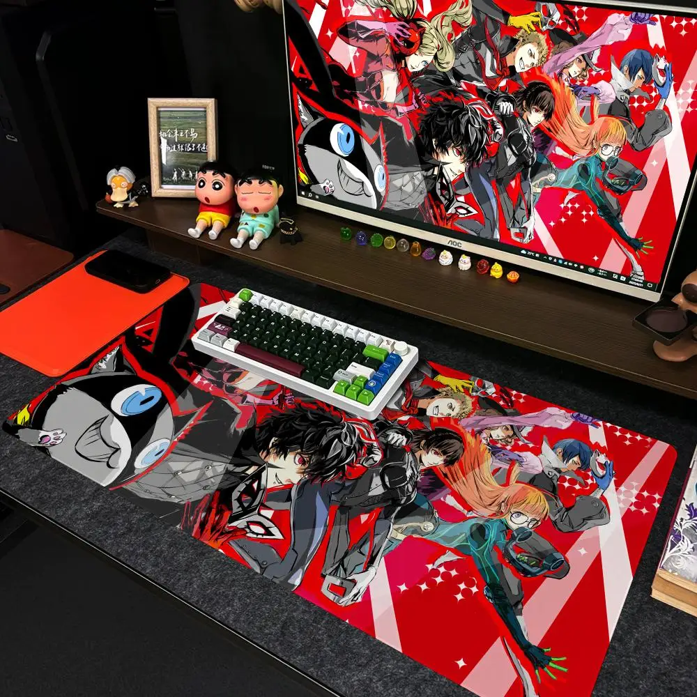 P-PersonaS 5 Game Mouse Pad Xxl Computer Large Size Non-slip Gamer Keyboard 90x40cm Art Design HD Deskmat