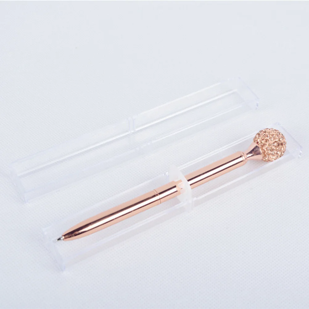 

2 шт., металлические шариковые ручки с кристаллами, блестящие стразы, офисные школьные принадлежности, золото, розовое золото, элегантные письменные инструменты