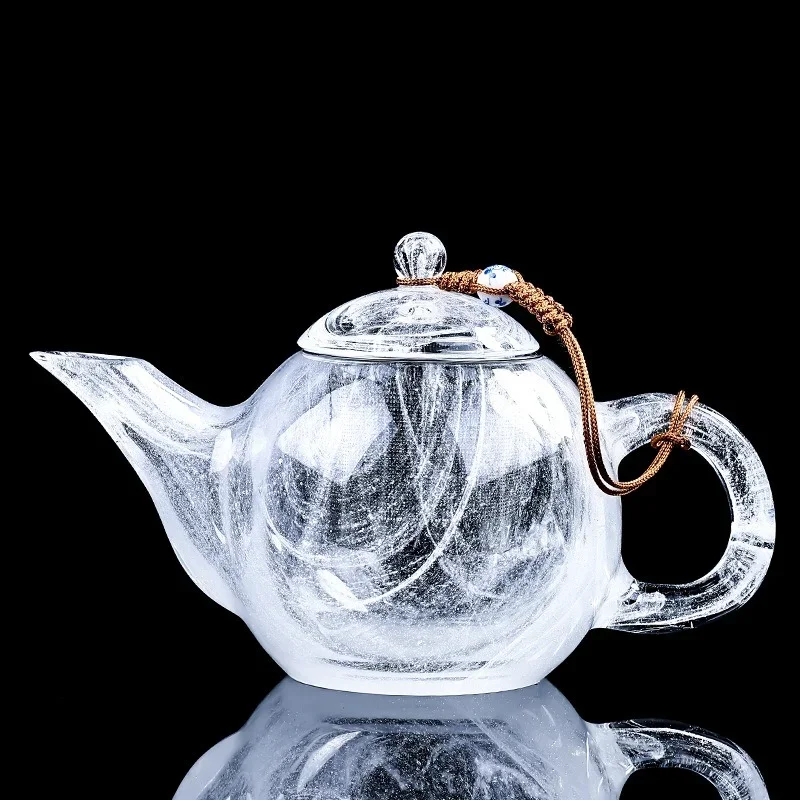 Floating Flower Crystal Glass Teapot Transparent and White Large Capacity Single Pot Tea Maker Exquisite Tea Accessories
