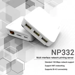 3 USB Ports Network Print Server For Multiple USB Printers Computer For Windows IOS And Android Systems O8M6