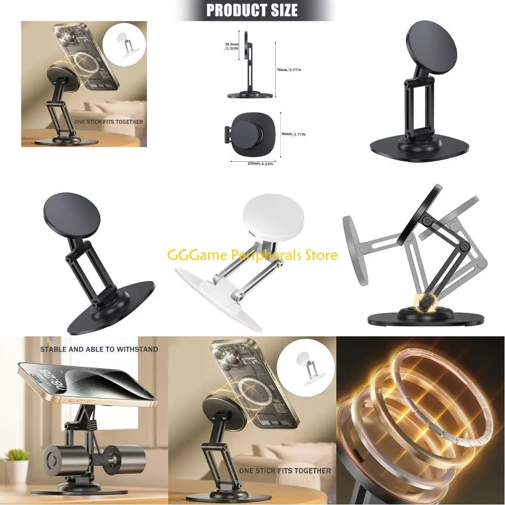 

U55B Foldable Tabletop Stand for Phone 16 15 14 360 Degree Rotating Phone Holder Portable Phone Holder