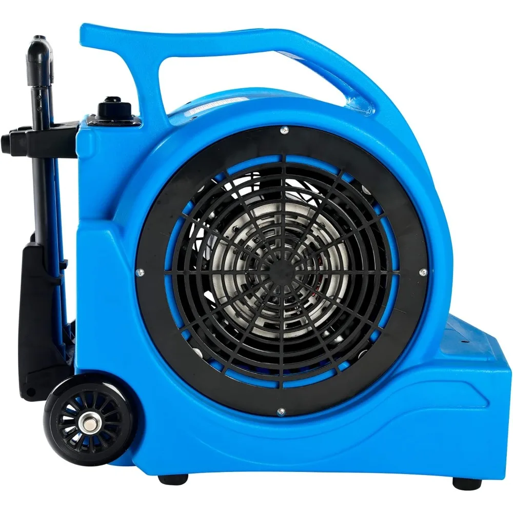 3단 속도 1마력 4000 플러스 CFM 몬스터 에어 무버 바닥 카펫 건조기 핸들 휠킷 포함 (블루)