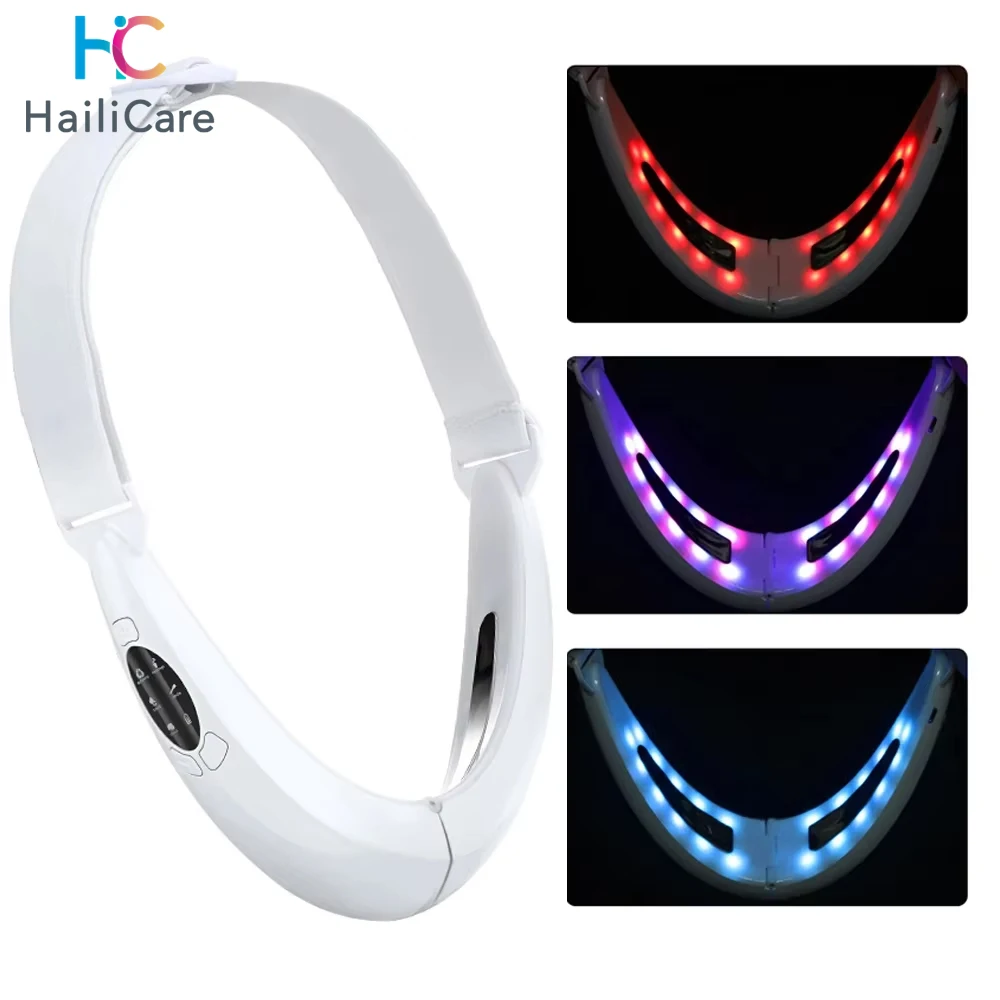 

Chin V-Line Up Lift Belt Machine Blue LED Photon Therapy EMS Face Lifting Slimming Vibration Massager Double Chin Reducer
