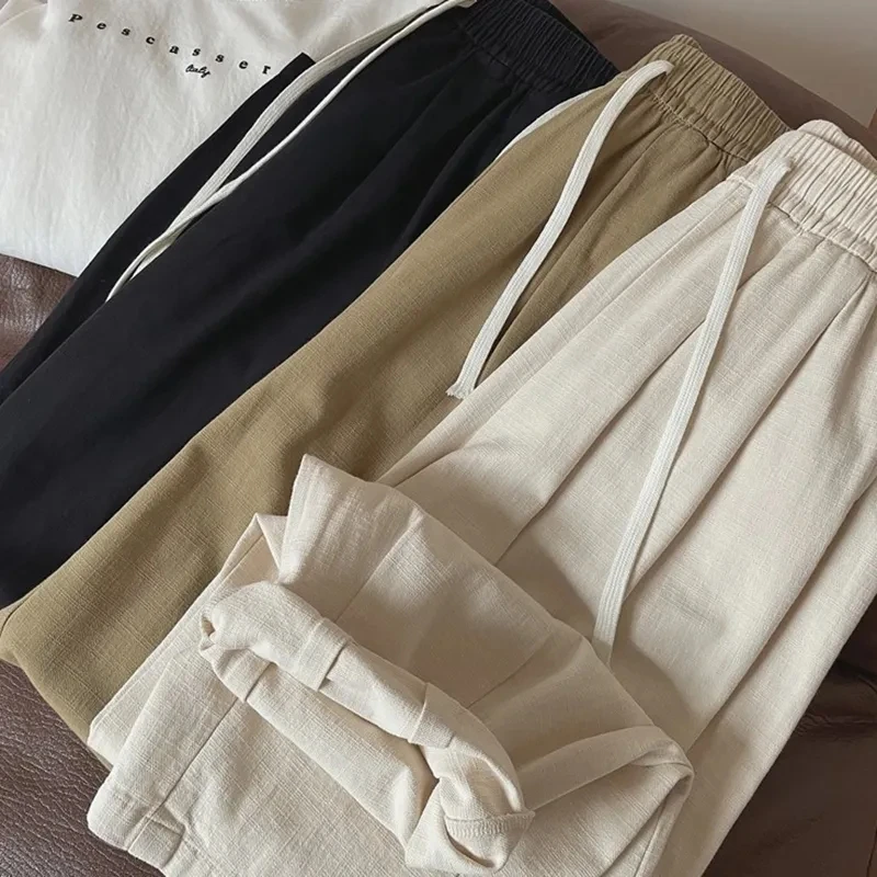 

High Waist Straight Leg Pants plus Size Women's Loose Casual Wide Leg Trousers Summer Fashionable Retro Japanese Style