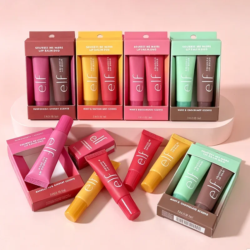 Hot Elf 2Pcs Duo Set Bubblegum-Cherry Mango-Watermelon Mint-Chocolate Lip Balm Relieves Chapped Lips Lip Gloss Brand Cosmetics