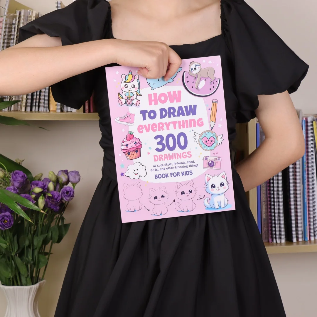 

300 рисунков милых вещей, книжка-раскраска, пошаговая книга с простыми рисунками для детей, художественные принадлежности, легкое рисование, инструкционное руководство