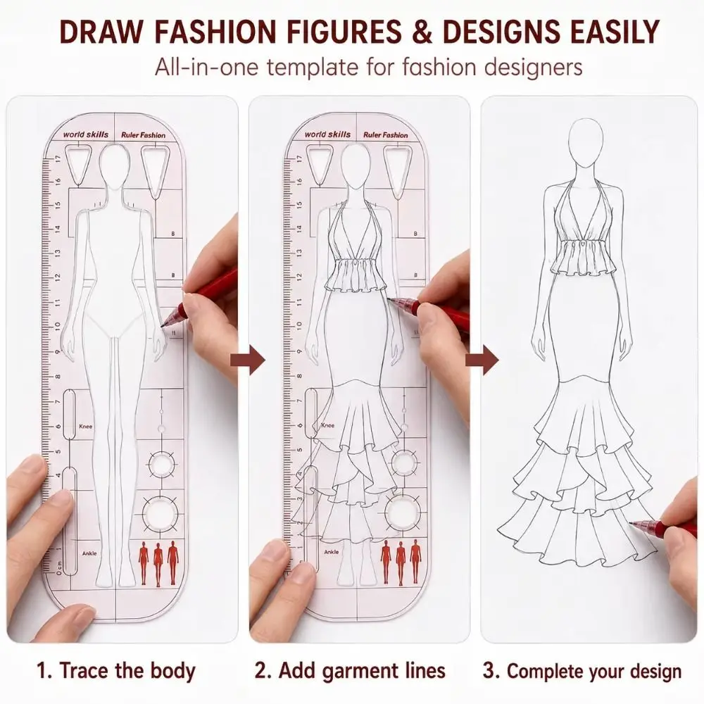 Plastic Figure Template Ruler Dynamic Poses Ruler Scale Clothing Design Ruler Female Figure Figure Outlines Drawing Tool