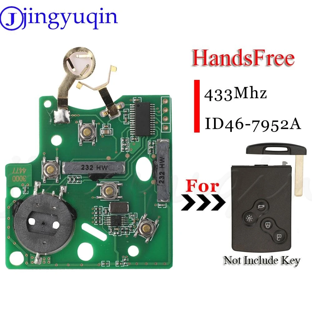 

jingyuqin Remote Circuit Board 433Mhz ID46 PCF7952A For Renault Megane III Fluence Laguna Scenic III KeyChain Auto Keys Control