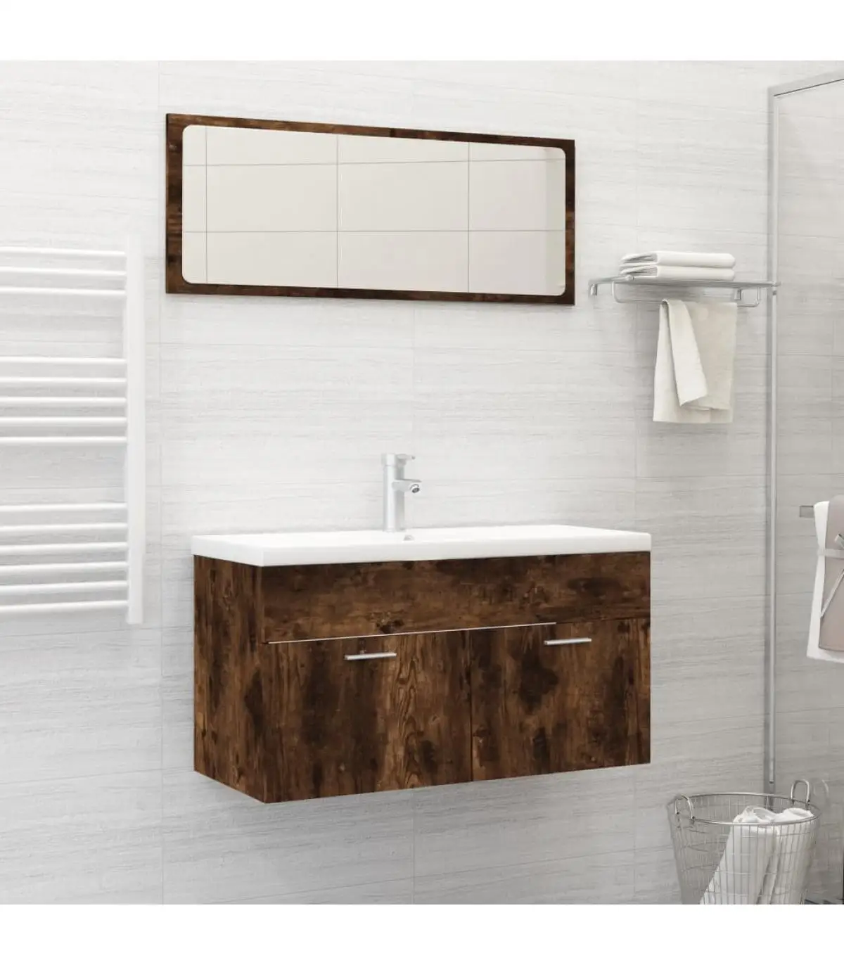 Bathroom Furniture Set bathroom 2 PCs plywood smoked oak