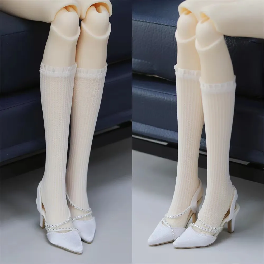 

Обувь для кукол BJD 1/3 SDGR/AS: туфли на шпильке с перекрестными ремешками из натурального шелка, с французскими заклепками и цепочкой, черные, элегантные аксессуары для кукол, подарок