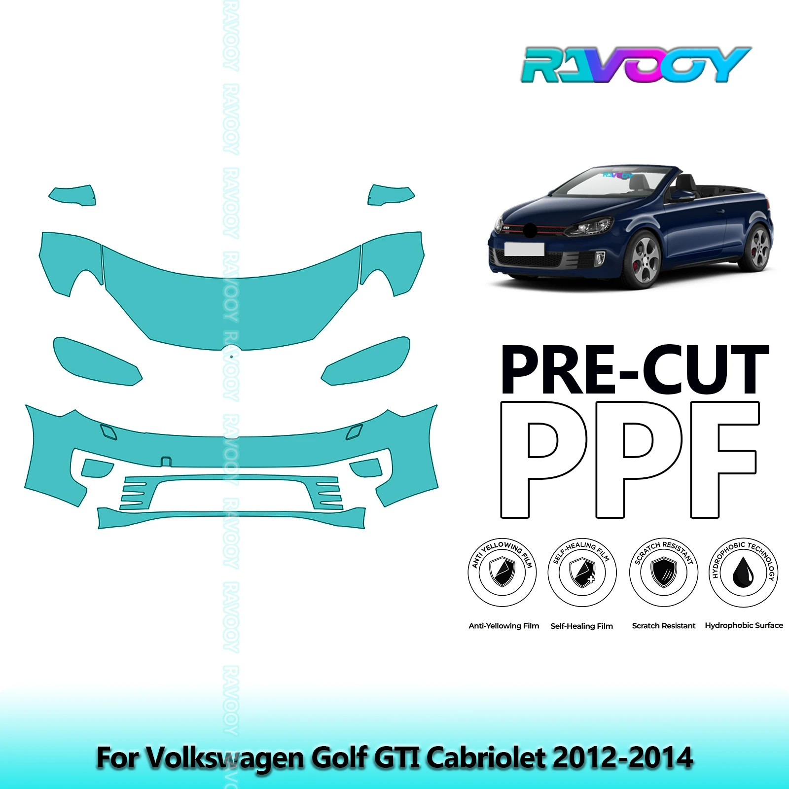 

Car Front Kit Clear Bra Precut PPF Paint Protection Film For Volkswagen Golf GTI Cabriolet 2012-2014