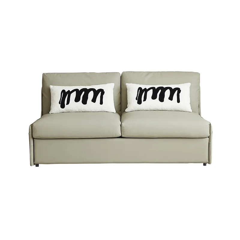 Muqifang leather flipped sofa bed with mattress type integrated dual-purpose small apartment living room