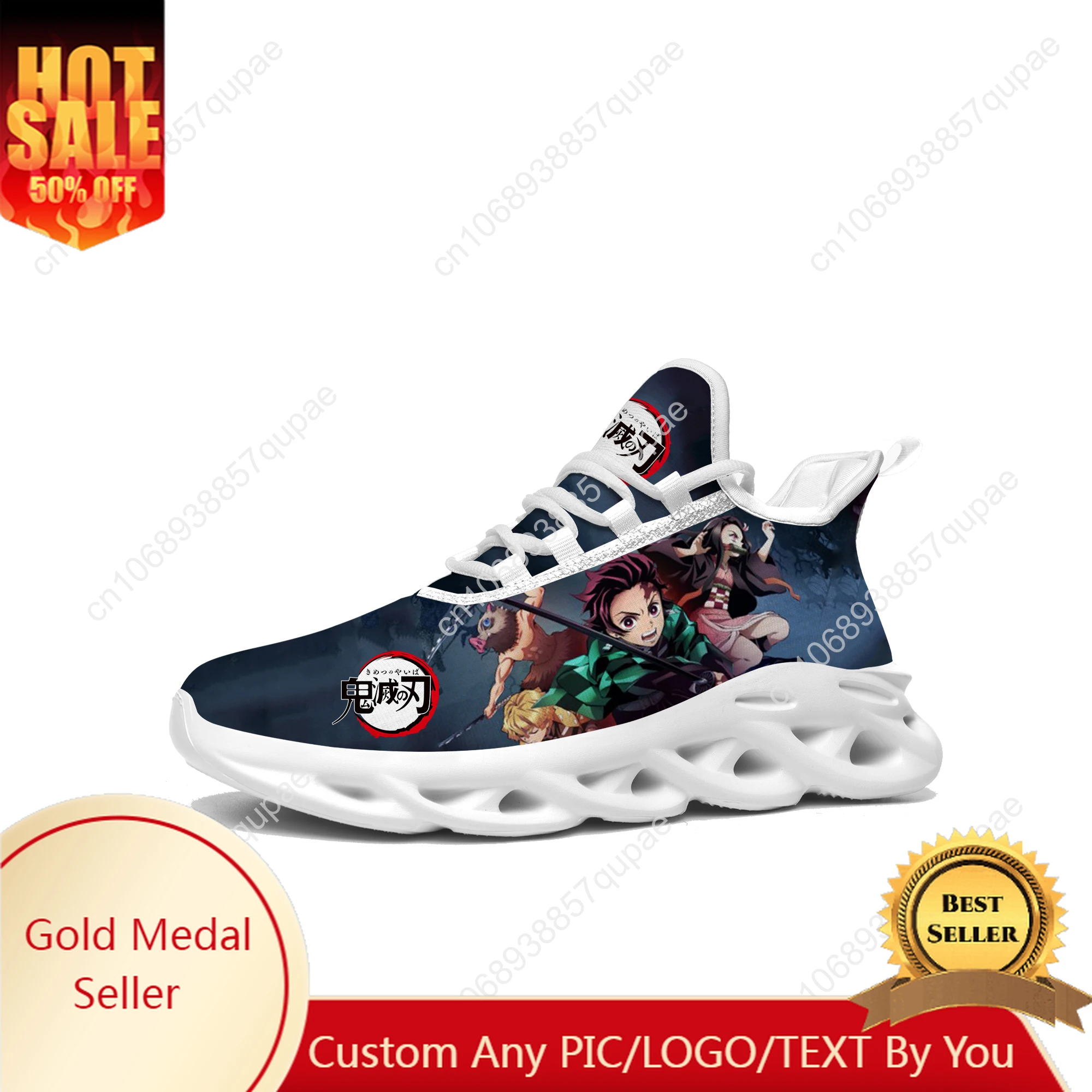 

Kamado Tanjirou Cartoon Anime Flats Sneakers Womens Sports Run Shoes High Quality Sneaker Lace Up Mesh Footwear Custom Shoe