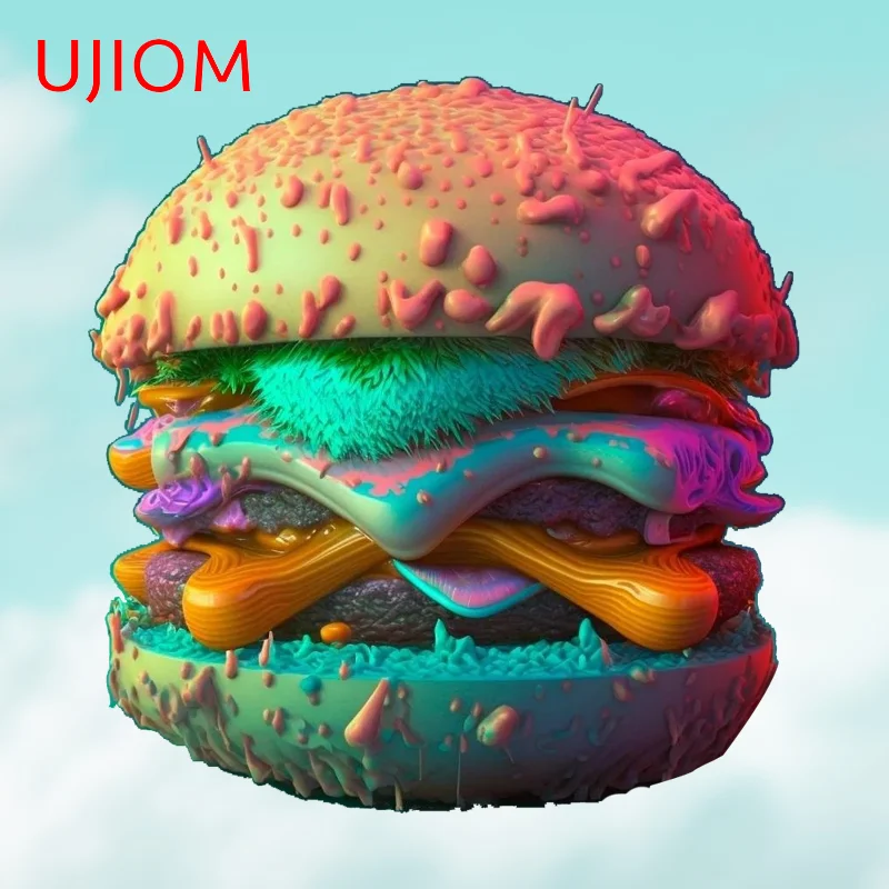 UJIOM Funny Fast Food Beverage Wall Stickers Interesting Vinyl Waterproof Decal Refrigerator Canteen Dining Home Decor Wallpaper