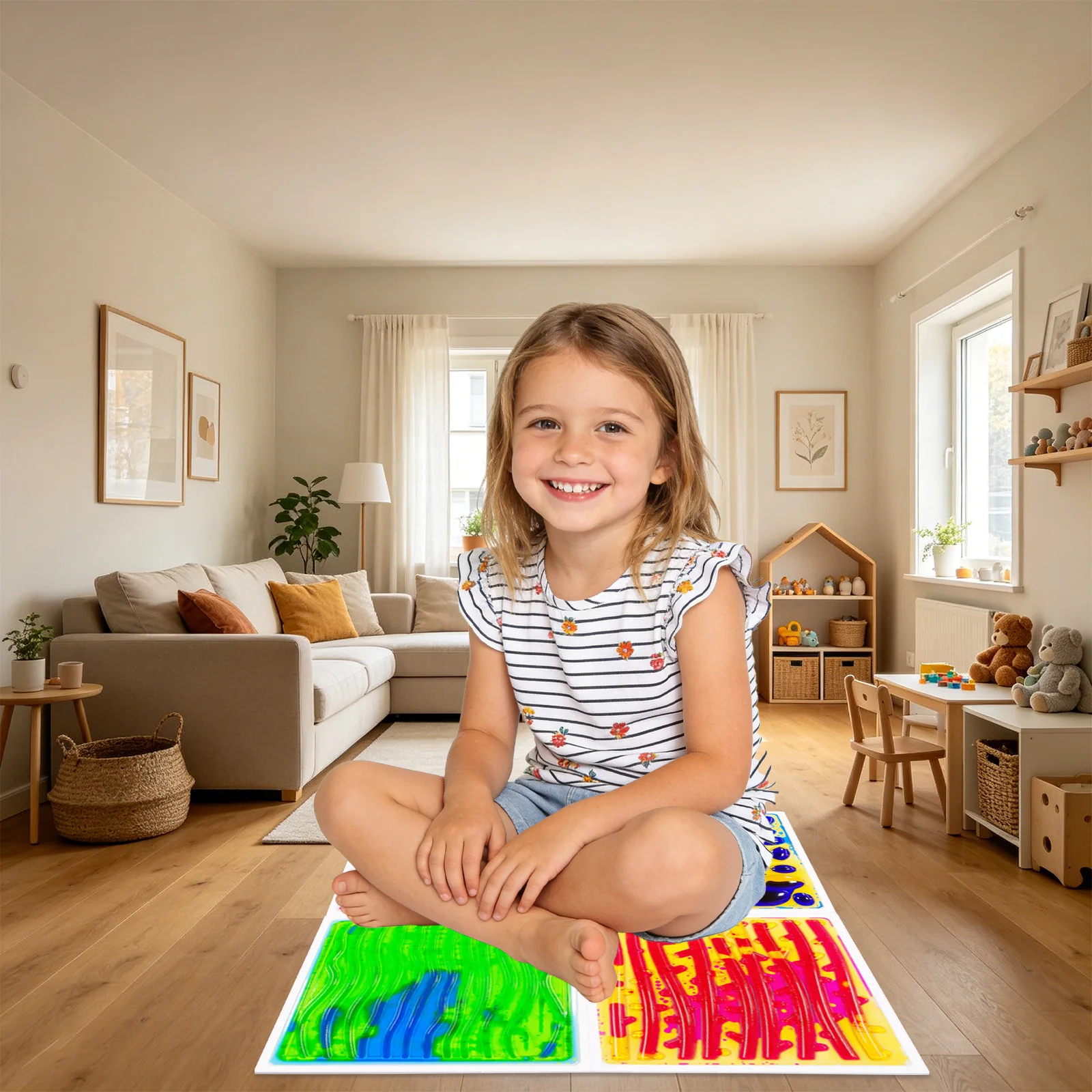 Kids Education Center - Dikke antislip getextureerde vloermat sensorische zintuiglijke
