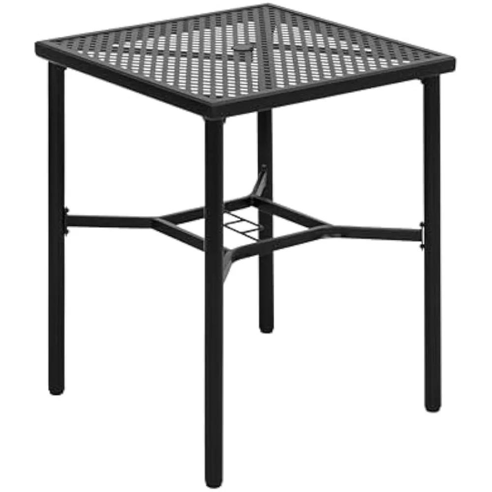 

Bar Table with 1.57" Umbrella Hole, Steel Metal Frame Bar Height Bistro Table, Outdoor Bar Table for Garden, Backyard, Po