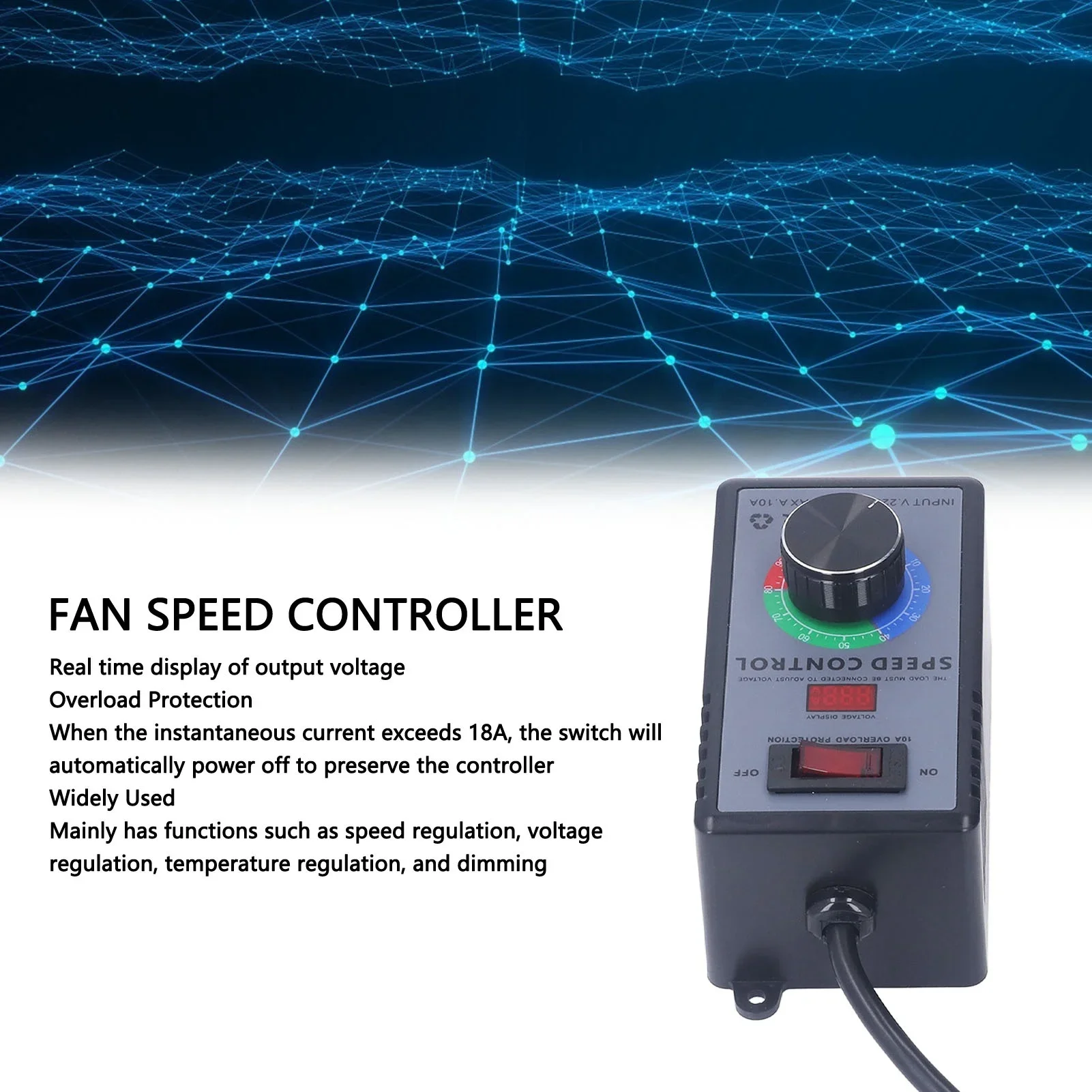 Multifunction AC Voltage Regulator 10A Stepless Speed Light Dimming Temperature Voltage Regulation Motor Speed Controller Switch