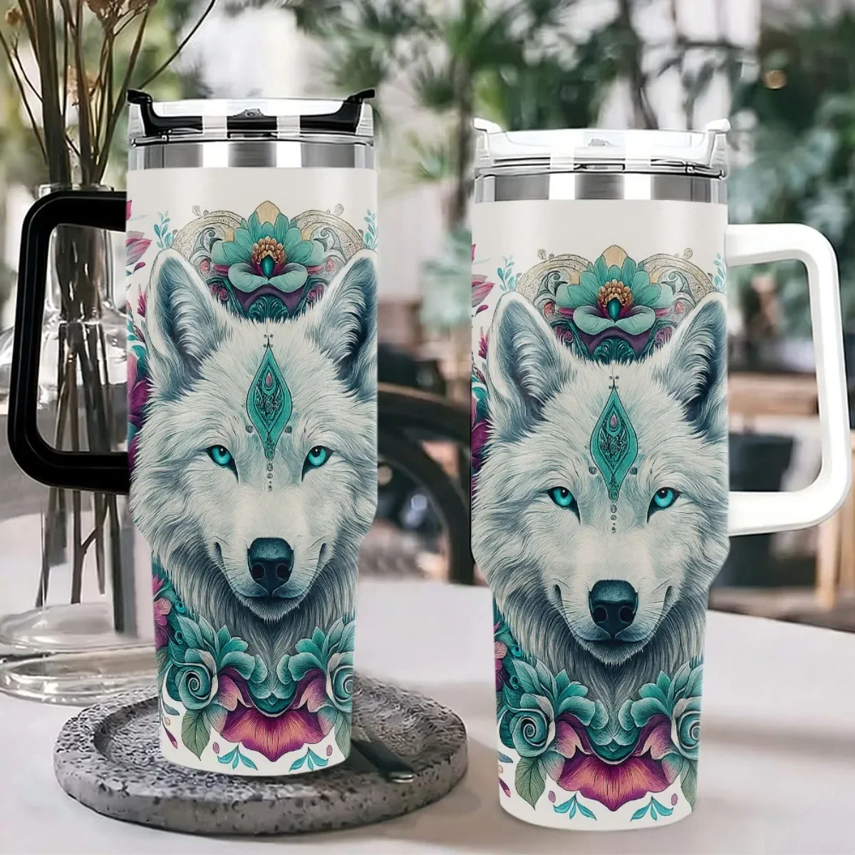 1pc of a 40Oz Car Cup Featuring a Second-Generation Handle And a Third-Generation Locking Cap, Designed for Large Capacity. It Comes with a Lid, Straw, And Handle, Making It Reusable And Perfect for Coffee, Tea